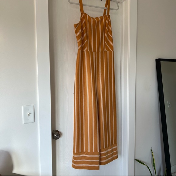 Wide Leg Jumpsuit - Yellow / White Stripe - Picture 2 of 6